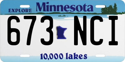 MN license plate 673NCI