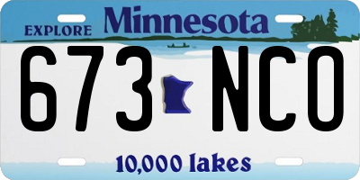 MN license plate 673NCO