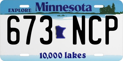 MN license plate 673NCP