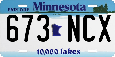 MN license plate 673NCX