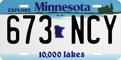 MN license plate 673NCY