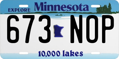 MN license plate 673NOP