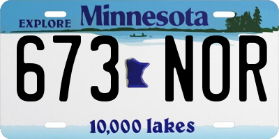 MN license plate 673NOR