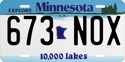 MN license plate 673NOX