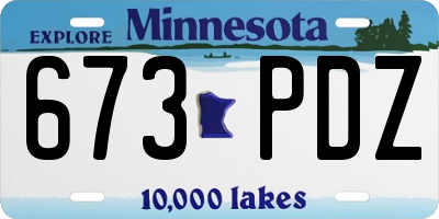 MN license plate 673PDZ