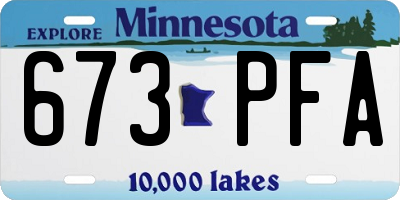 MN license plate 673PFA