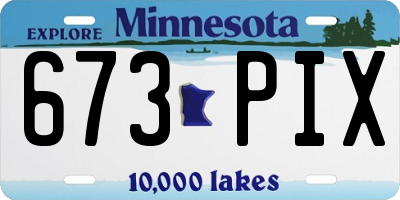 MN license plate 673PIX