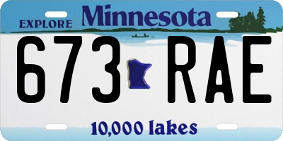 MN license plate 673RAE