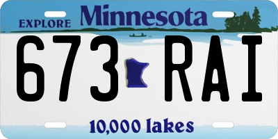 MN license plate 673RAI