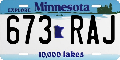 MN license plate 673RAJ