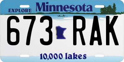 MN license plate 673RAK