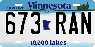 MN license plate 673RAN