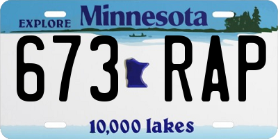 MN license plate 673RAP