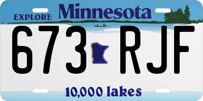 MN license plate 673RJF