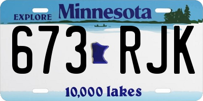 MN license plate 673RJK
