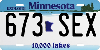 MN license plate 673SEX
