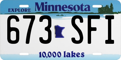 MN license plate 673SFI