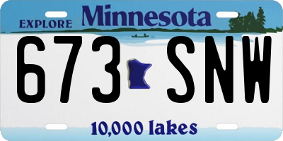 MN license plate 673SNW