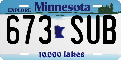 MN license plate 673SUB