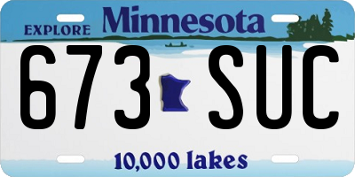 MN license plate 673SUC