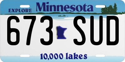 MN license plate 673SUD