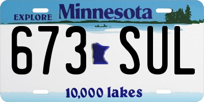 MN license plate 673SUL