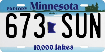 MN license plate 673SUN