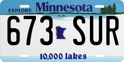 MN license plate 673SUR