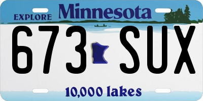 MN license plate 673SUX