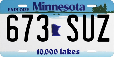 MN license plate 673SUZ