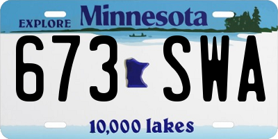 MN license plate 673SWA