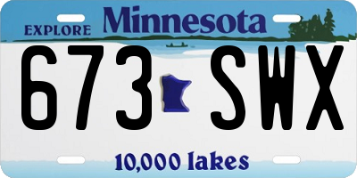 MN license plate 673SWX