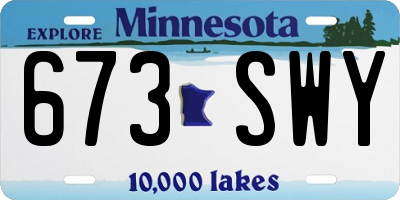 MN license plate 673SWY