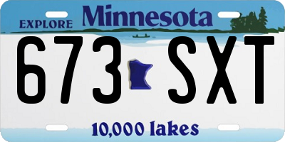 MN license plate 673SXT