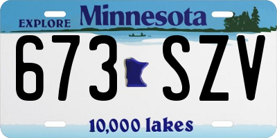 MN license plate 673SZV