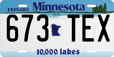 MN license plate 673TEX