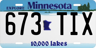 MN license plate 673TIX