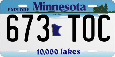 MN license plate 673TOC