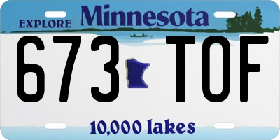 MN license plate 673TOF