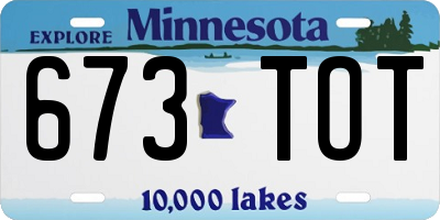 MN license plate 673TOT
