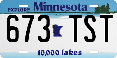 MN license plate 673TST