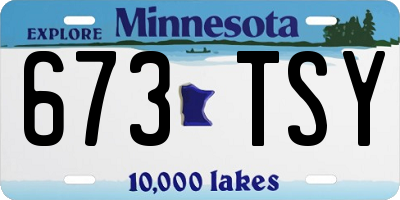 MN license plate 673TSY