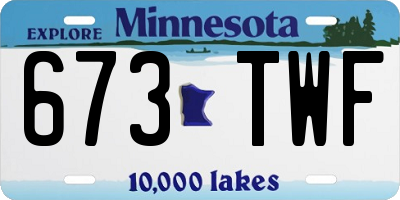 MN license plate 673TWF
