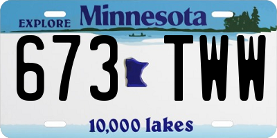 MN license plate 673TWW