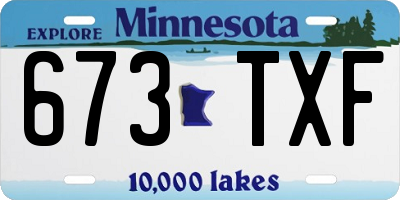 MN license plate 673TXF
