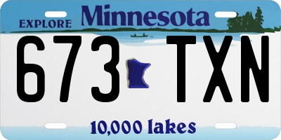 MN license plate 673TXN
