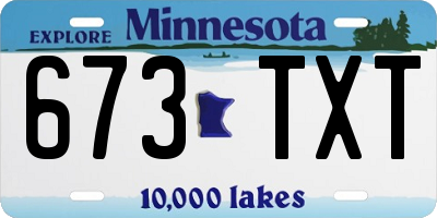MN license plate 673TXT
