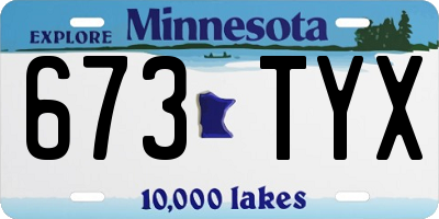 MN license plate 673TYX