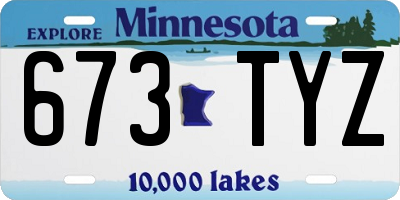 MN license plate 673TYZ