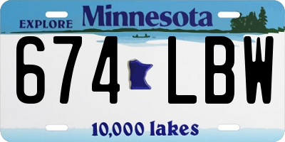 MN license plate 674LBW